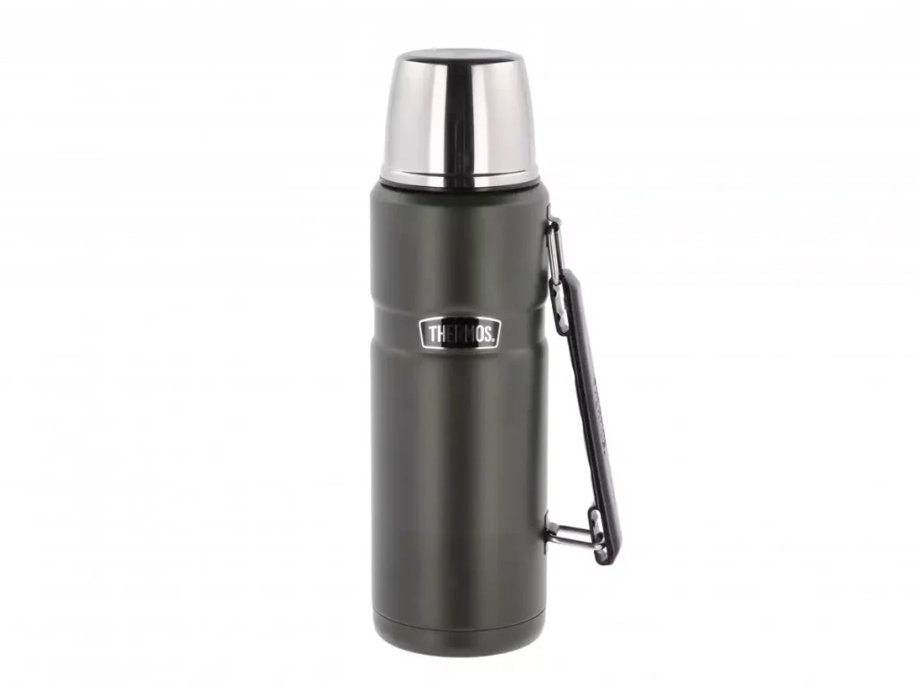 Thermos  Stainless King termoflaske med hank 1,2 L – militærgrønn